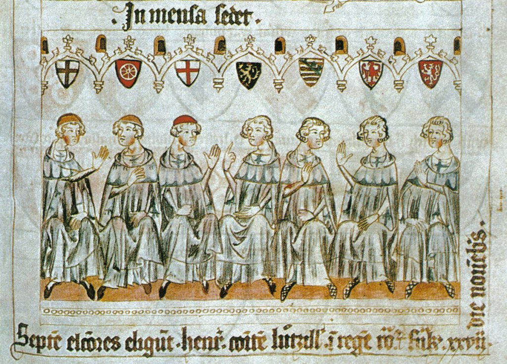 A depiction of seven dignitaries